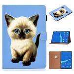 For Lenovo Tab M10 Plus TB-X606F Pure Color Painting Horizontal Flip Leather Case with Card Slots & Holder & Sleep / Wake-up Function(Cat)