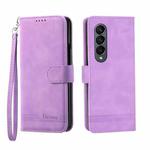 For Samsung Galaxy Z Fold3 5G Dierfeng Dream Line TPU + PU Leather Phone Case(Purple)