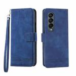 For Samsung Galaxy Z Fold3 5G Dierfeng Dream Line TPU + PU Leather Phone Case(Blue)
