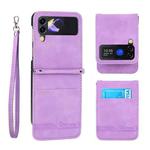 For Samsung Galaxy Z Flip3 5G Dierfeng Dream Line TPU + PU Leather Phone Case(Purple)