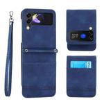 For Samsung Galaxy Z Flip3 5G Dierfeng Dream Line TPU + PU Leather Phone Case(Blue)