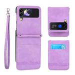 For Samsung Galaxy Z Flip4 5G Dierfeng Dream Line TPU + PU Leather Phone Case(Purple)
