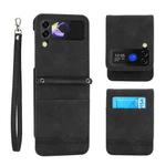 For Samsung Galaxy Z Flip4 5G Dierfeng Dream Line TPU + PU Leather Phone Case(Black)