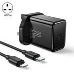 JOYROOM TCF06 Flash Series 20W USB-C/Type-C Single Port Charger Set, Specification:UK Plug(Black)