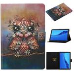 For Huawei MediaPad M5 lite Coloured Drawing Pattern Horizontal Flip Leather Case with Holder & Card Slot & Sleep / Wake-up Function(Owl)