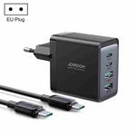 JOYROOM TCG02 Gallium Nitride 67W Dual USB+Dual USB-C/Type-C Multi-Port Charger Set, Specification:EU Plug(Black)