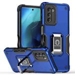 For Motorola Moto G51 Non-slip Shockproof Armor Phone Case with Ring Holder(Blue)