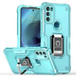 For Motorola Moto G71 5G Non-slip Shockproof Armor Phone Case with Ring Holder(Mint Green)