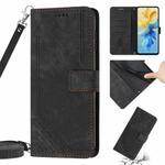 For Infinix Note 10 Pro / 10 Pro NFC Skin Feel Stripe Pattern Leather Phone Case with Lanyard(Black)
