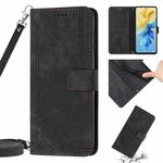 For Infinix Note 11 Pro / Note 11s Skin Feel Stripe Pattern Leather Phone Case with Lanyard(Black)