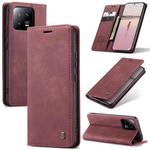 For Xiaomi 13 CaseMe 013 Multifunctional Horizontal Flip Leather Phone Case(Wine Red)
