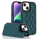 For iPhone 14 Double Buckle Rhombic PU Leather Phone Case(Green)