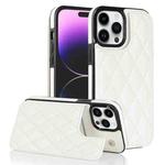 For iPhone 14 Pro Double Buckle Rhombic PU Leather Phone Case(White)