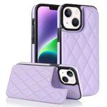 For iPhone 13 Double Buckle Rhombic PU Leather Phone Case(Purple)