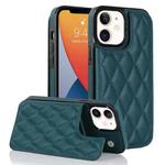 For iPhone 12 Double Buckle Rhombic PU Leather Phone Case(Green)