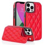 For iPhone 12 Pro Max Double Buckle Rhombic PU Leather Phone Case(Red)