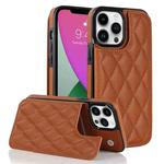 For iPhone 12 Pro Max Double Buckle Rhombic PU Leather Phone Case(Brown)