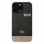 For iPhone 14 Electroplating Stitching PU Leather Phone Case(Black)