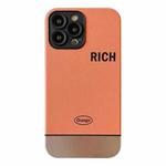 For iPhone 14 Electroplating Stitching PU Leather Phone Case(Orange)