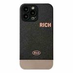 For iPhone 12 Electroplating Stitching PU Leather Phone Case(Black)