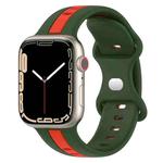 Nail Buckle Two-color Watch Band For Apple Watch Series 8&7 41mm / SE 2&6&SE&5&4 40mm / 3&2&1 38mm(Army Green Red)