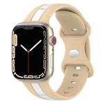 Nail Buckle Two-color Watch Band For Apple Watch Series 8&7 41mm / SE 2&6&SE&5&4 40mm / 3&2&1 38mm(Khaki White)