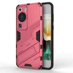 For Huawei P60 Punk Armor 2 in 1 PC + TPU Shockproof Phone Case with Invisible Holder(Light Red)