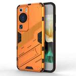 For Huawei P60 Punk Armor 2 in 1 PC + TPU Shockproof Phone Case with Invisible Holder(Orange)