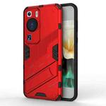 For Huawei P60 Punk Armor 2 in 1 PC + TPU Shockproof Phone Case with Invisible Holder(Red)