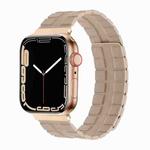 Square Two-section Leather Magnetic Watch Band For Apple Watch Ultra 49mm / Series 8&7 45mm / SE 2&6&SE&5&4 44mm / 3&2&1 42mm(Khaki)
