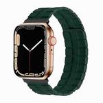 Square Two-section Leather Magnetic Watch Band For Apple Watch Ultra 49mm / Series 8&7 45mm / SE 2&6&SE&5&4 44mm / 3&2&1 42mm(Fir Green)