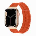 Square Two-section Leather Magnetic Watch Band For Apple Watch Ultra 49mm / Series 8&7 45mm / SE 2&6&SE&5&4 44mm / 3&2&1 42mm(Orange)