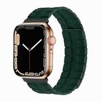 Square Two-section Leather Magnetic Watch Band For Apple Watch Series 8&7 41mm / SE 2&6&SE&5&4 40mm / 3&2&1 38mm(Fir Green)