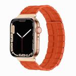 Square Two-section Leather Magnetic Watch Band For Apple Watch Series 8&7 41mm / SE 2&6&SE&5&4 40mm / 3&2&1 38mm(Orange)