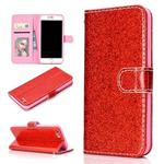 For iPhone 6 Glitter Powder Horizontal Flip Leather Case with Card Slots & Holder & Photo Frame & Wallet(Red)