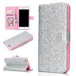 For iPhone 6 Plus Glitter Powder Horizontal Flip Leather Case with Card Slots & Holder & Photo Frame & Wallet(Silver)