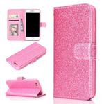 For iPhone 6 Plus Glitter Powder Horizontal Flip Leather Case with Card Slots & Holder & Photo Frame & Wallet(Pink)