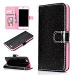 For iPhone 6 Plus Glitter Powder Horizontal Flip Leather Case with Card Slots & Holder & Photo Frame & Wallet(Black)