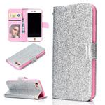 For iPhone 7 Glitter Powder Horizontal Flip Leather Case with Card Slots & Holder & Photo Frame & Wallet(Silver)