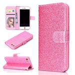 For iPhone 7 Glitter Powder Horizontal Flip Leather Case with Card Slots & Holder & Photo Frame & Wallet(Pink)