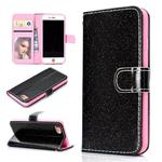For iPhone 7 Glitter Powder Horizontal Flip Leather Case with Card Slots & Holder & Photo Frame & Wallet(Black)