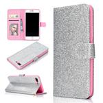 For iPhone 7 Plus Glitter Powder Horizontal Flip Leather Case with Card Slots & Holder & Photo Frame & Wallet(Silver)