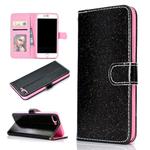For iPhone 8 Plus Glitter Powder Horizontal Flip Leather Case with Card Slots & Holder & Photo Frame & Wallet(Black)