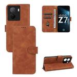 For vivo iQOO Z7 Skin Feel Magnetic Flip Leather Phone Case(Brown)