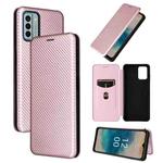 For Nokia G22 Carbon Fiber Texture Flip Leather Phone Case(Pink)