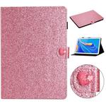 For Huawei MediaPad M6 10.8 Glitter Powder Love Buckle Horizontal Flip Leather Case with Holder & Card Slots(Pink)