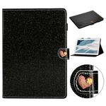For Huawei MediaPad T3 10 Glitter Powder Love Buckle Horizontal Flip Leather Case with Holder & Card Slots(Black)
