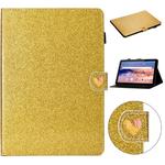 For Huawei MediaPad T5 10 inch Glitter Powder Love Buckle Horizontal Flip Leather Case with Holder & Card Slots(Gold)