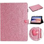 For Huawei MediaPad T5 10 inch Glitter Powder Love Buckle Horizontal Flip Leather Case with Holder & Card Slots(Pink)