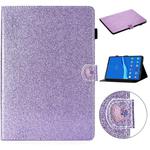 For Lenovo Tab M10 Plus X606F Glitter Powder Love Buckle Horizontal Flip Leather Case with Holder & Card Slots(Purple)